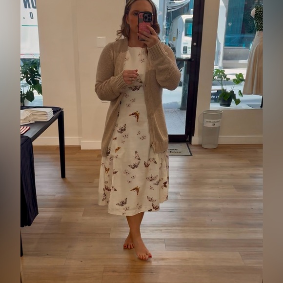 NWT 6 MM LaFleur Estela A-Line Dress in cream butterfly print Airy Cotton - Picture 12 of 14